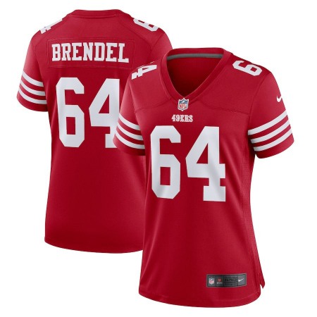 San Francisco 49ers #64 Jake Brendel Scarlet Women's 2022-23 Nike NFL Game Jersey