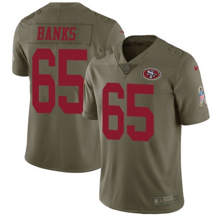 San Francisco 49ers #65 Aaron Banks Olive Youth Stitched NFL Limited 2017 Salute To Service Jersey