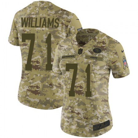San Francisco 49ers #71 Trent Williams Camo Women's Stitched NFL Limited 2018 Salute To Service Jersey