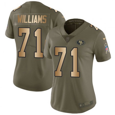 San Francisco 49ers #71 Trent Williams Olive/Gold Women's Stitched NFL Limited 2017 Salute To Service Jersey