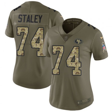 Nike 49ers #74 Joe Staley Olive/Camo Women's Stitched NFL Limited 2017 Salute to Service Jersey