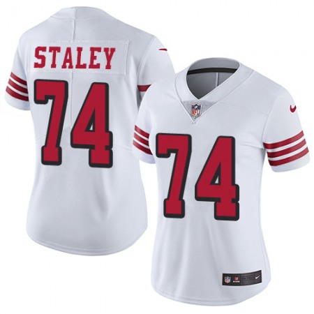 Nike 49ers #74 Joe Staley White Rush Women's Stitched NFL Vapor Untouchable Limited Jersey