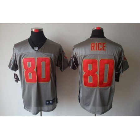 Nike 49ers #80 Jerry Rice Grey Shadow Men's Stitched NFL Elite Jersey