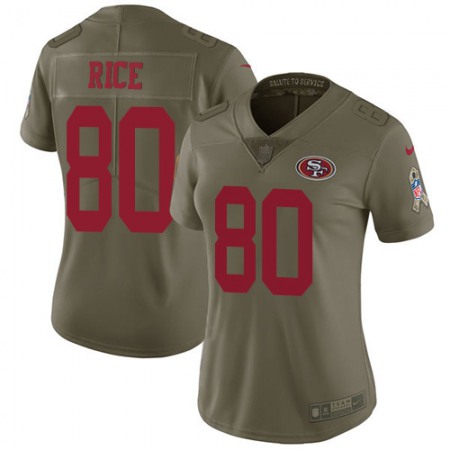 Nike 49ers #80 Jerry Rice Olive Women's Stitched NFL Limited 2017 Salute to Service Jersey
