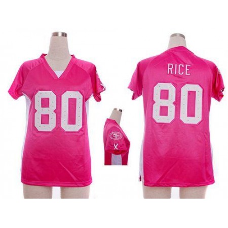 Nike 49ers #80 Jerry Rice Pink Draft Him Name & Number Top Women's Stitched NFL Elite Jersey