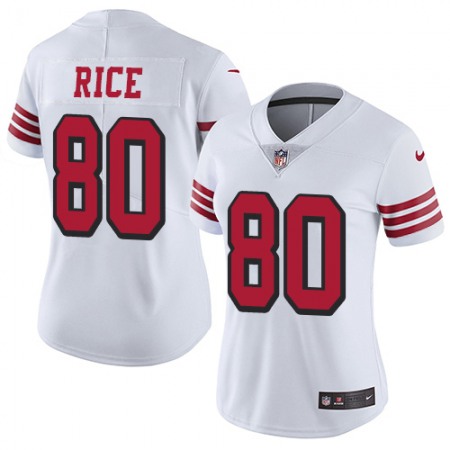 Nike 49ers #80 Jerry Rice White Rush Women's Stitched NFL Vapor Untouchable Limited Jersey