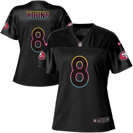 Nike 49ers #8 Steve Young Black Women's NFL Fashion Game Jersey