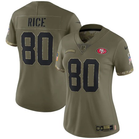 San Francisco 49ers #80 Jerry Rice Nike Women's 2022 Salute To Service Limited Jersey - Olive