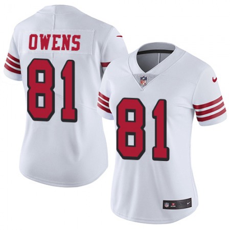 Nike 49ers #81 Terrell Owens White Rush Women's Stitched NFL Vapor Untouchable Limited Jersey