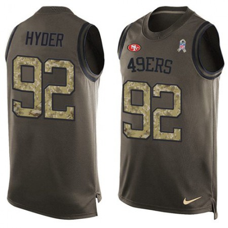 Nike 49ers #92 Kerry Hyder Green Men's Stitched NFL Limited Salute To Service Tank Top Jersey