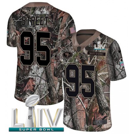 Nike 49ers #95 Kentavius Street Camo Super Bowl LIV 2020 Youth Stitched NFL Limited Rush Realtree Jersey