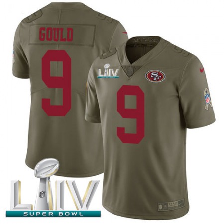 Nike 49ers #9 Robbie Gould Olive Super Bowl LIV 2020 Youth Stitched NFL Limited 2017 Salute To Service Jersey
