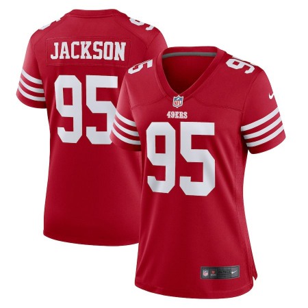 San Francisco 49ers #95 Rake Jackson Scarlet Women's 2022-23 Nike NFL Game Jersey
