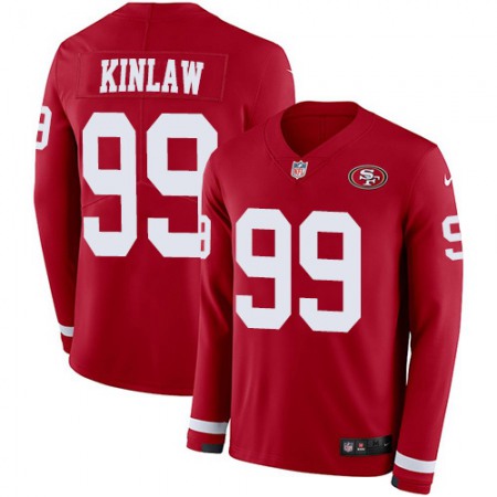 Nike 49ers #99 Javon Kinlaw Red Team Color Youth Stitched NFL Limited Therma Long Sleeve Jersey