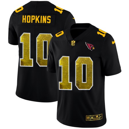 Arizona Cardinals #10 DeAndre Hopkins Men's Black Nike Golden Sequin Vapor Limited NFL Jersey