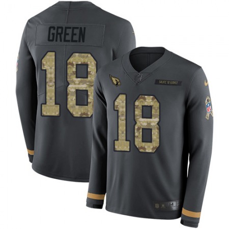 Nike Cardinals #18 A.J. Green Anthracite Salute to Service Men's Stitched NFL Limited Therma Long Sleeve Jersey