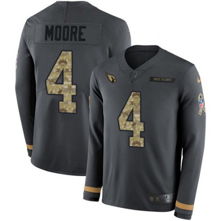 Nike Cardinals #4 Rondale Moore Anthracite Salute to Service Men's Stitched NFL Limited Therma Long Sleeve Jersey