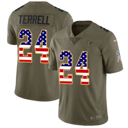Nike Falcons #24 A.J. Terrell Olive/USA Flag Men's Stitched NFL Limited 2017 Salute To Service Jersey