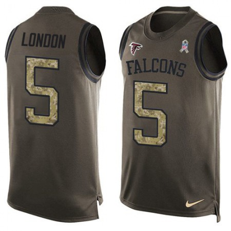 Nike Falcons #5 Drake London Green Men's Stitched NFL Limited Salute To Service Tank Top Jersey