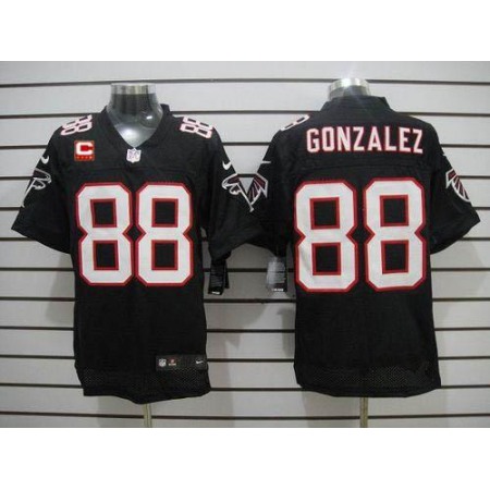 Nike Falcons #88 Tony Gonzalez Black Alternate With C Patch Men's Stitched NFL Elite Jersey