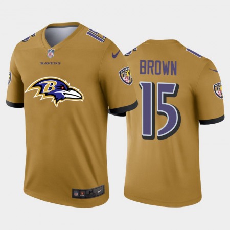 Baltimore Ravens #15 Marquise Brown Gold Men's Nike Big Team Logo Vapor Limited NFL Jersey