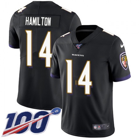 Nike Ravens #14 Kyle Hamilton Black Alternate Men's Stitched NFL 100th Season Vapor Untouchable Limited Jersey