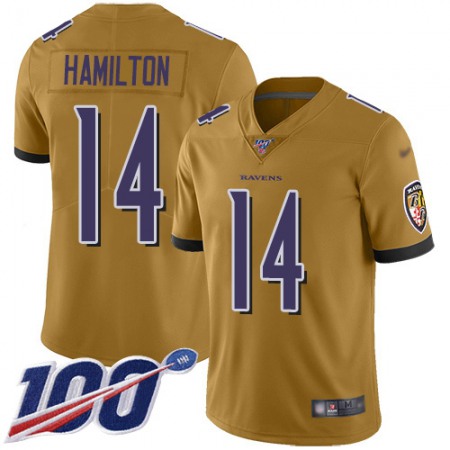 Nike Ravens #14 Kyle Hamilton Gold Men's Stitched NFL Limited Inverted Legend 100th Season Jersey