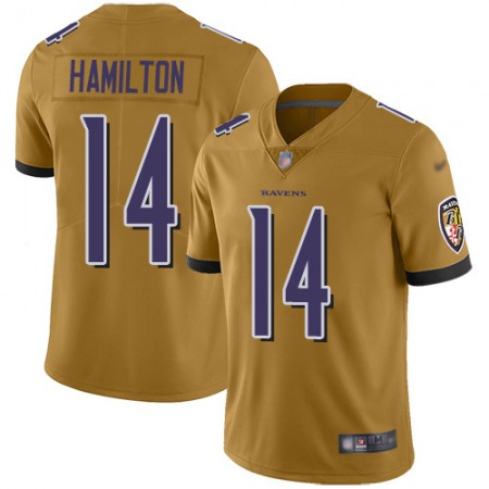 Nike Ravens #14 Kyle Hamilton Gold Men's Stitched NFL Limited Inverted Legend Jersey