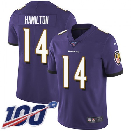 Nike Ravens #14 Kyle Hamilton Purple Team Color Men's Stitched NFL 100th Season Vapor Untouchable Limited Jersey