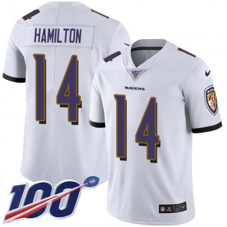 Nike Ravens #14 Kyle Hamilton White Men's Stitched NFL 100th Season Vapor Untouchable Limited Jersey