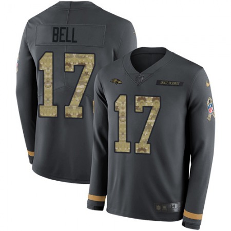 Nike Ravens #17 Le'Veon Bell Anthracite Salute to Service Men's Stitched NFL Limited Therma Long Sleeve Jersey
