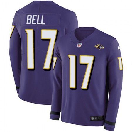 Nike Ravens #17 Le'Veon Bell Purple Team Color Men's Stitched NFL Limited Therma Long Sleeve Jersey
