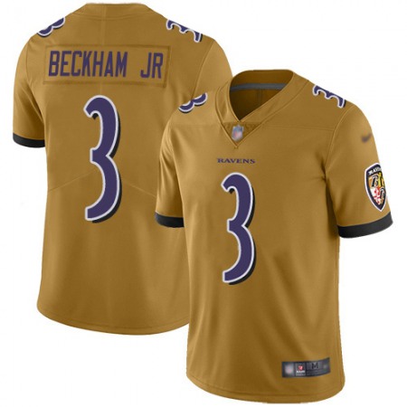 Nike Ravens #3 Odell Beckham Jr. Gold Men's Stitched NFL Limited Inverted Legend Jersey