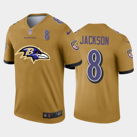 Baltimore Ravens #8 Lamar Jackson Gold Men's Nike Big Team Logo Player Vapor Limited NFL Jersey