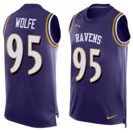 Nike Ravens #95 Derek Wolfe Purple Team Color Men's Stitched NFL Limited Tank Top Jersey