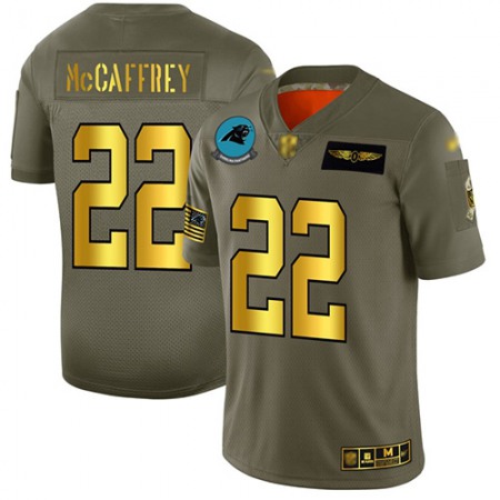 Nike Panthers #22 Christian McCaffrey Men's Nike Olive Gold 2019 Salute to Service Limited NFL 100 Jersey