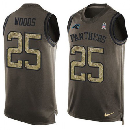 Nike Panthers #25 Xavier Woods Green Men's Stitched NFL Limited Salute To Service Tank Top Jersey