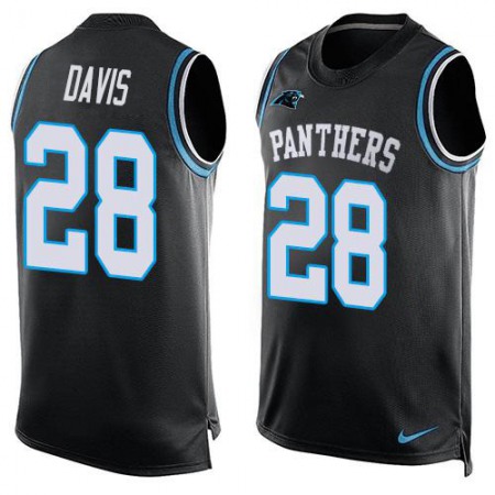 Nike Panthers #28 Mike Davis Black Team Color Men's Stitched NFL Limited Tank Top Jersey