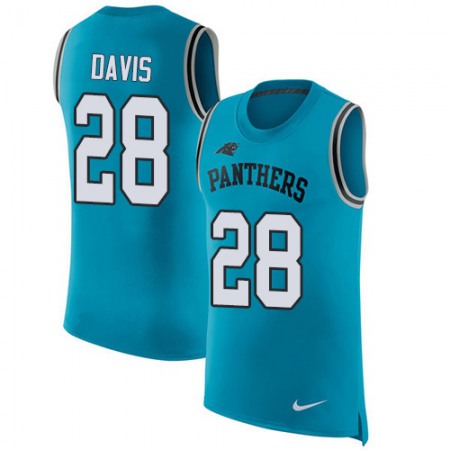 Nike Panthers #28 Mike Davis Blue Alternate Men's Stitched NFL Limited Rush Tank Top Jersey