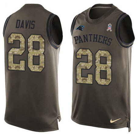 Nike Panthers #28 Mike Davis Green Men's Stitched NFL Limited Salute To Service Tank Top Jersey