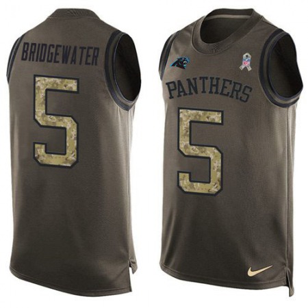 Nike Panthers #5 Teddy Bridgewater Green Men's Stitched NFL Limited Salute To Service Tank Top Jersey