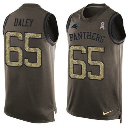 Nike Panthers #65 Dennis Daley Green Men's Stitched NFL Limited Salute To Service Tank Top Jersey