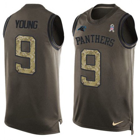 Nike Panthers #9 Bryce Young Green Men's Stitched NFL Limited Salute To Service Tank Top Jersey