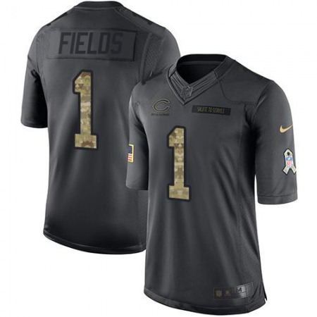 Nike Bears #1 Justin Fields Black Men's Stitched NFL Limited 2016 Salute to Service Jersey