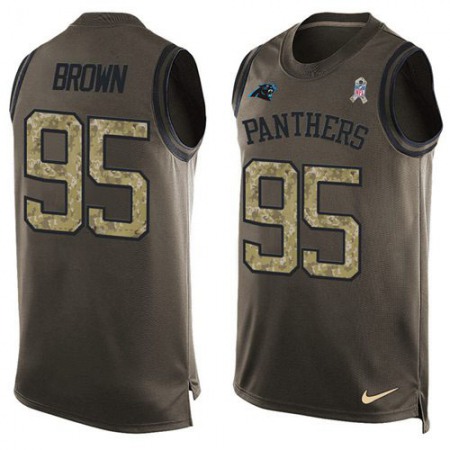 Nike Panthers #95 Derrick Brown Green Men's Stitched NFL Limited Salute To Service Tank Top Jersey