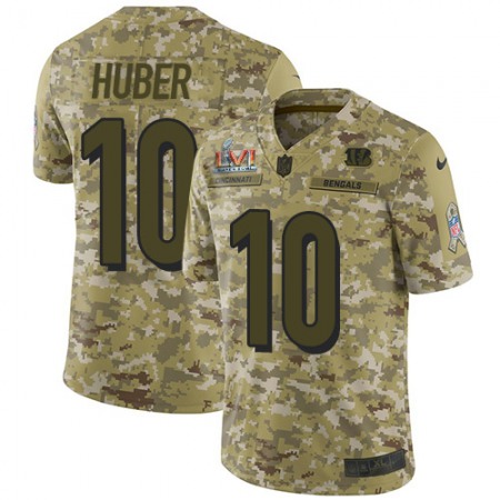 Nike Bengals #10 Kevin Huber Camo Super Bowl LVI Patch Men's Stitched NFL Limited 2018 Salute To Service Jersey