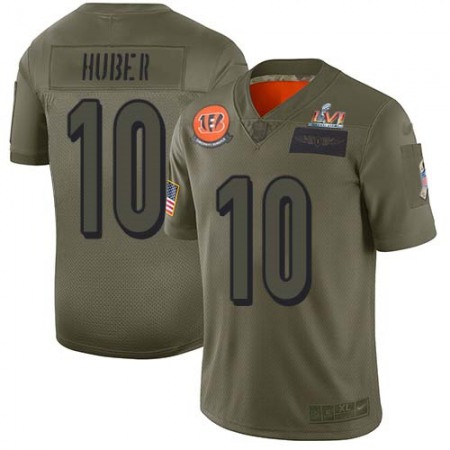 Nike Bengals #10 Kevin Huber Camo Super Bowl LVI Patch Men's Stitched NFL Limited 2019 Salute To Service Jersey