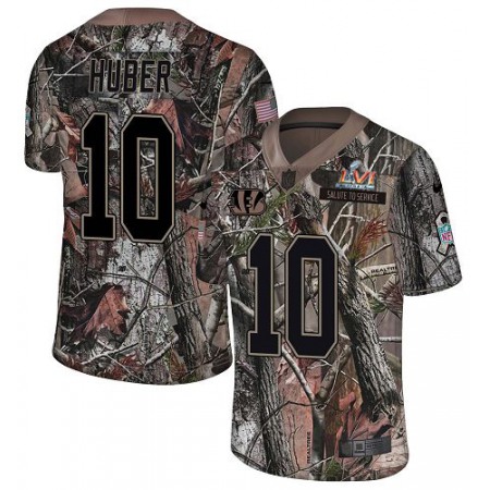 Nike Bengals #10 Kevin Huber Camo Super Bowl LVI Patch Men's Stitched NFL Limited Rush Realtree Jersey