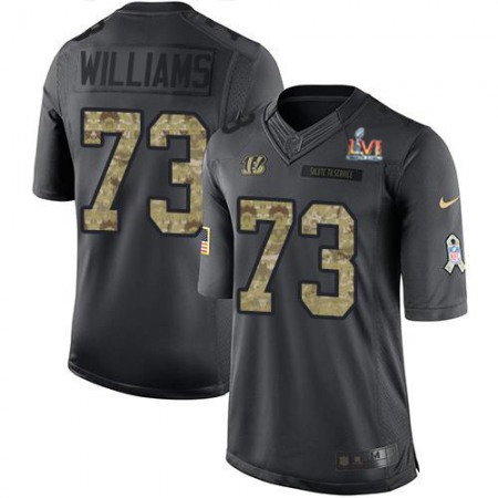 Nike Bengals #73 Jonah Williams Black Team Color Super Bowl LVI Patch Men's Stitched NFL Limited Therma Long Sleeve Jersey
