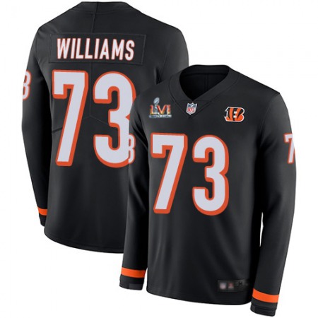Nike Bengals #73 Jonah Williams Black Team Color Super Bowl LVI Patch Men's Stitched NFL Limited Therma Long Sleeve Jersey